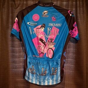 Verge Girl Blue Pink Black 'Velo Bella' Graphic Cycling Jersey